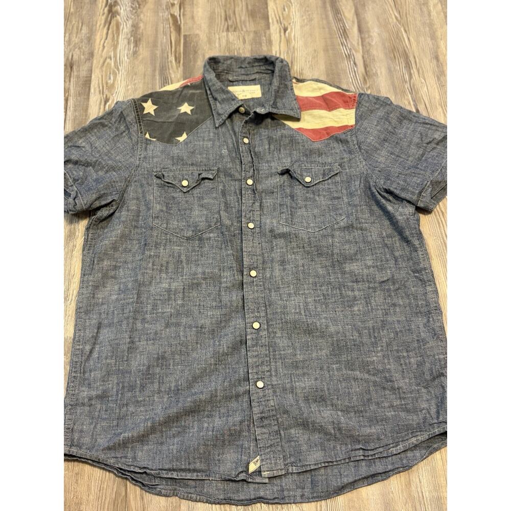 Denim & Supply Ralph Lauren Chambray Western Shirt Men’s L American Flag